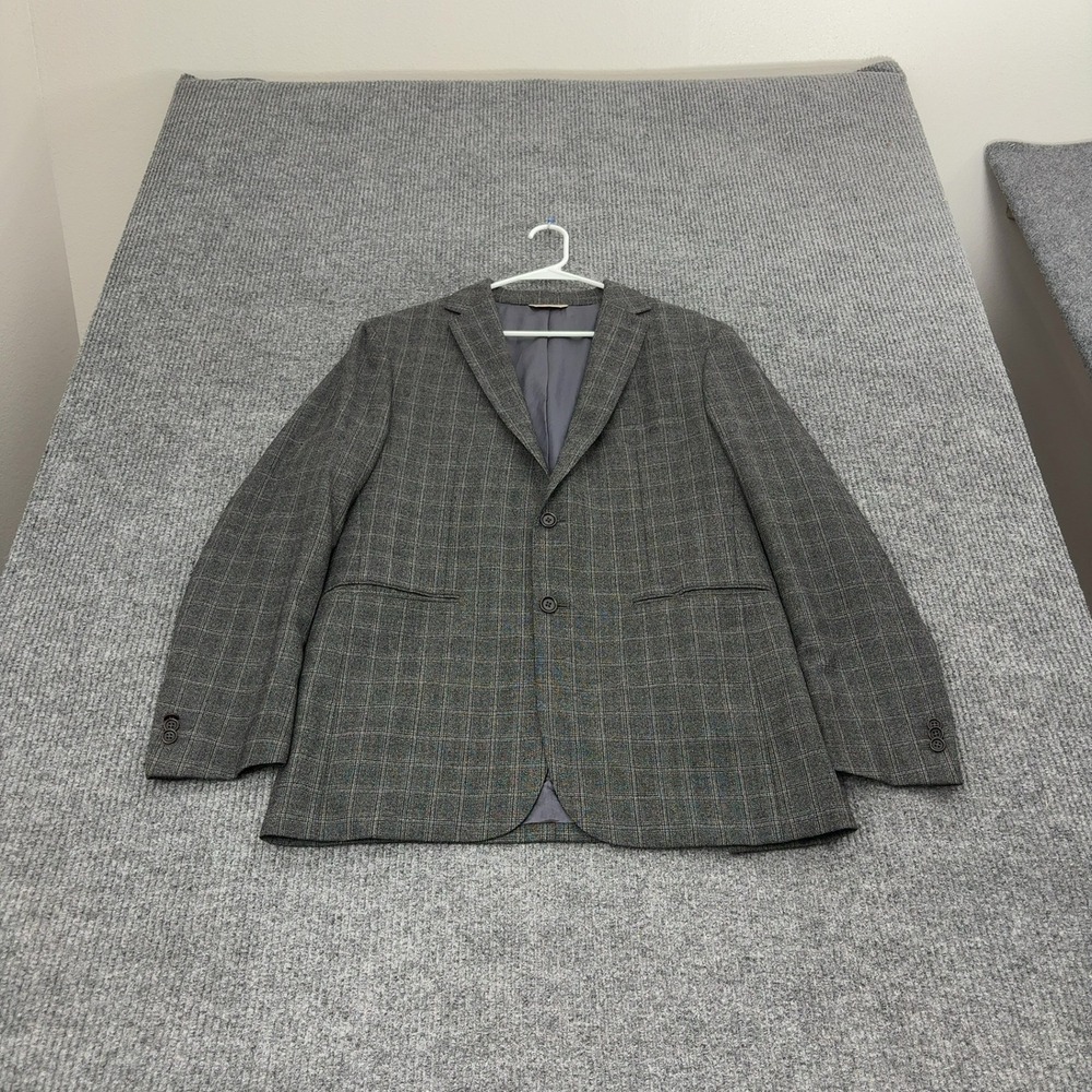 Banana Republic Blazer Mens 42R Grey Wool Plaid Professional Classic Style